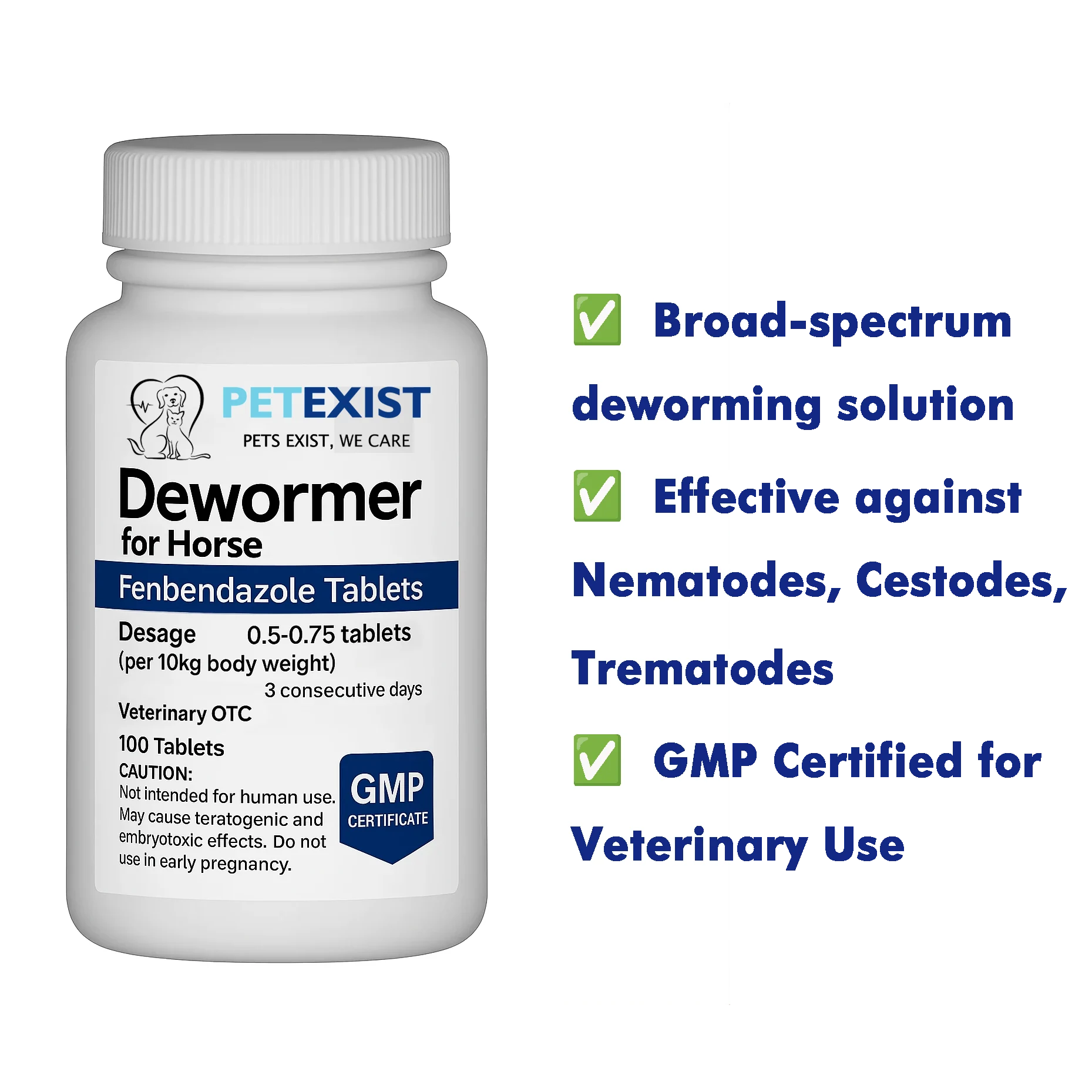 Broad-spectrum horse dewormer pellets with safe feed-through formula