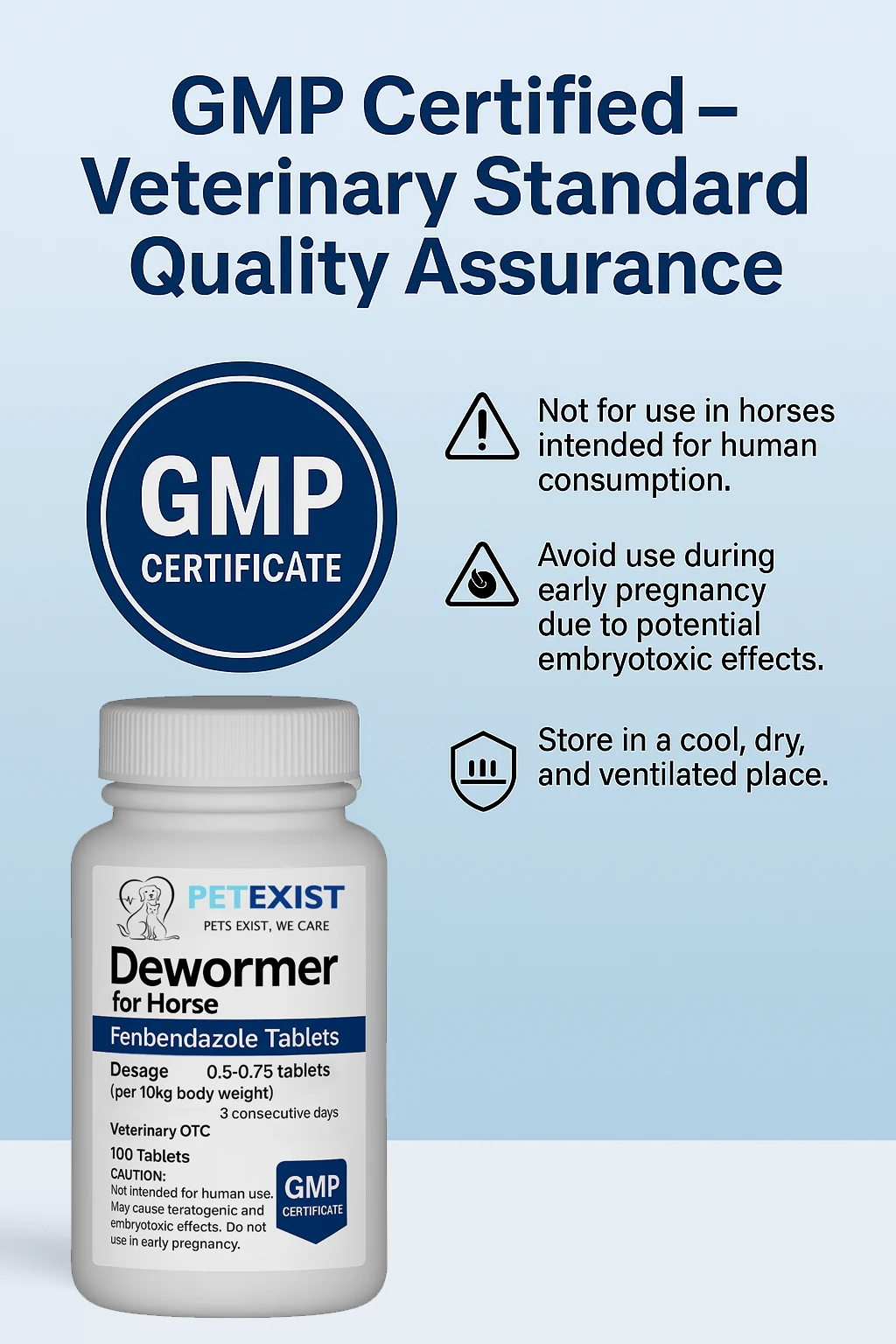 Broad-spectrum horse dewormer pellets with safe feed-through formula